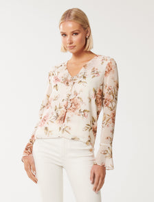 Ida Ruffle Blouse Blush Petra Floral