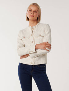 Cameron Boucle Jacket Cream Sequin Suit
