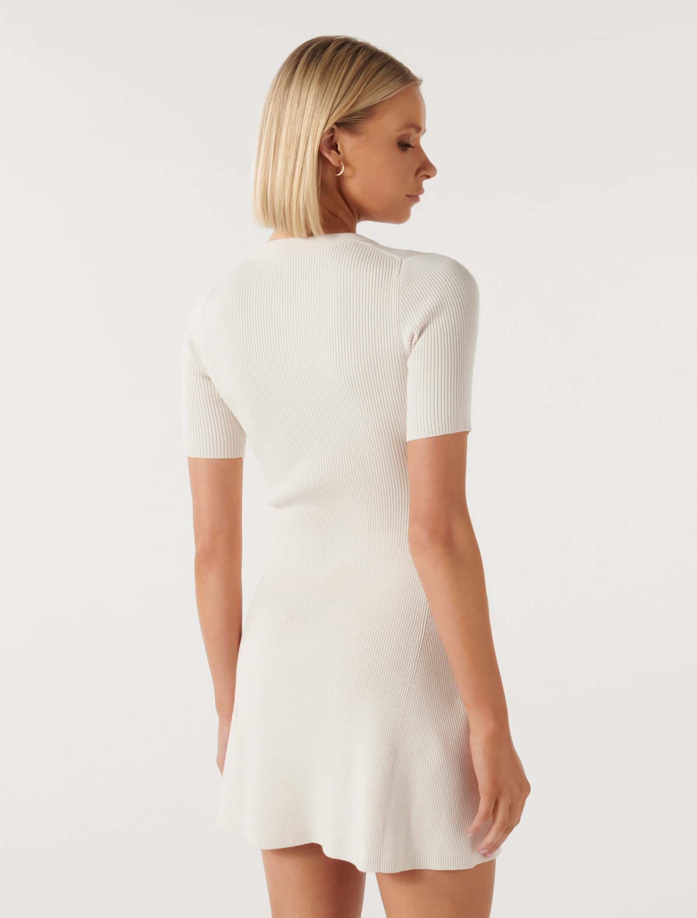 Jolie S/S Button Down Mini Knit Dress Cream