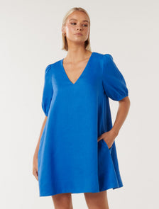Millie V Neck Swing Dress Blue Pigment