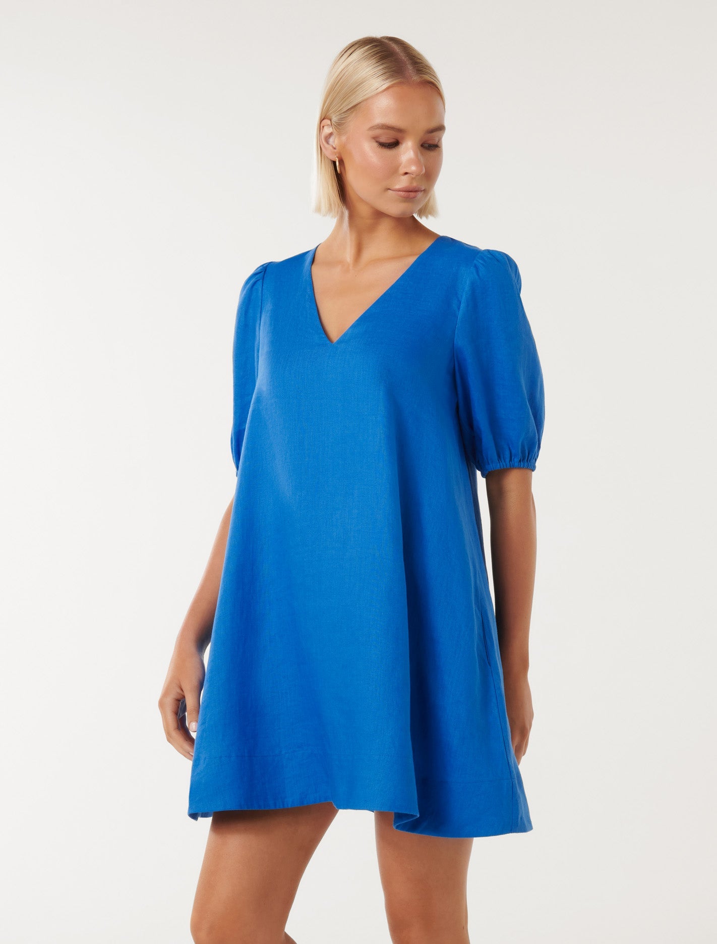 Millie V Neck Swing Dress Blue Pigment