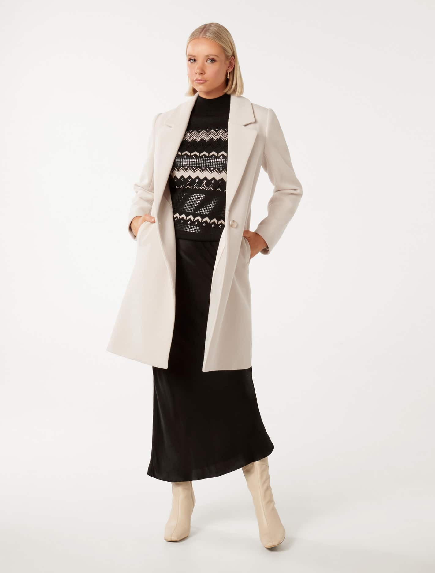 Billie Longline Coatigan Cream