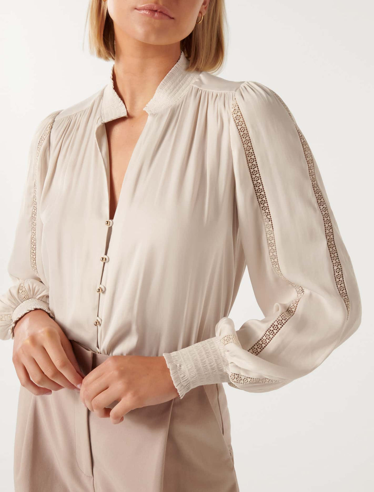 Tilda Trim Spliced Blouse Spritz