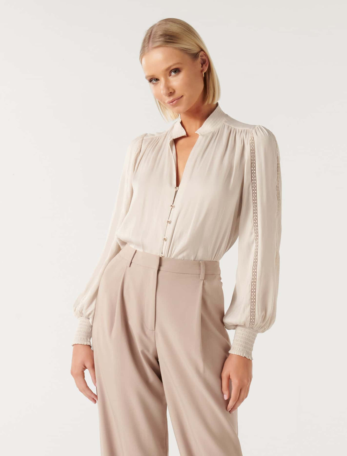 Tilda Trim Spliced Blouse Spritz