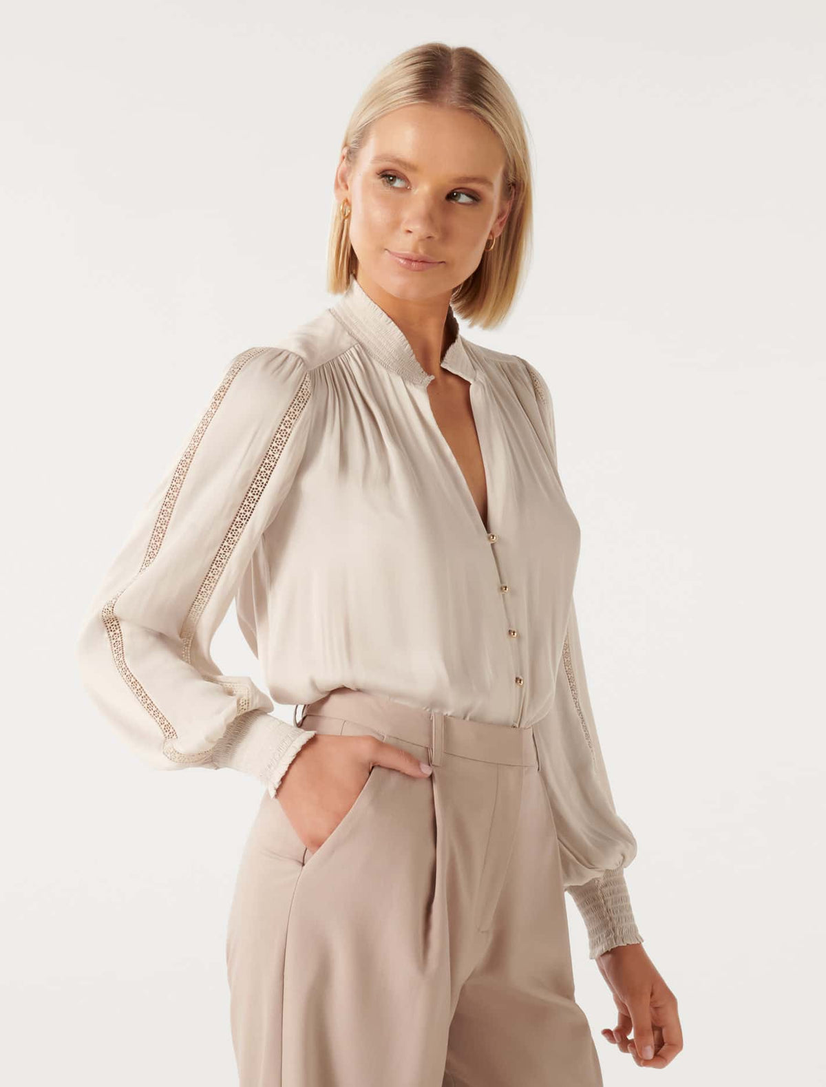Tilda Trim Spliced Blouse Spritz