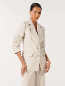 Tessa Petite Two Button Blazer Taupe Suit