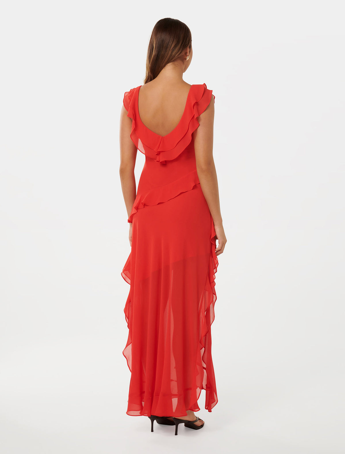 Olivia Ruffle Dress Chilli Red