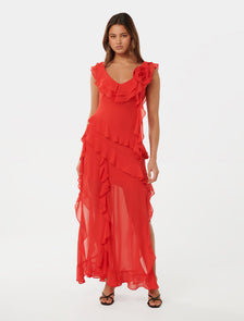Olivia Ruffle Dress Chilli Red