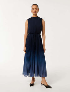 Phillipa Petite Pleated Midi Dress Sapphire Ombre