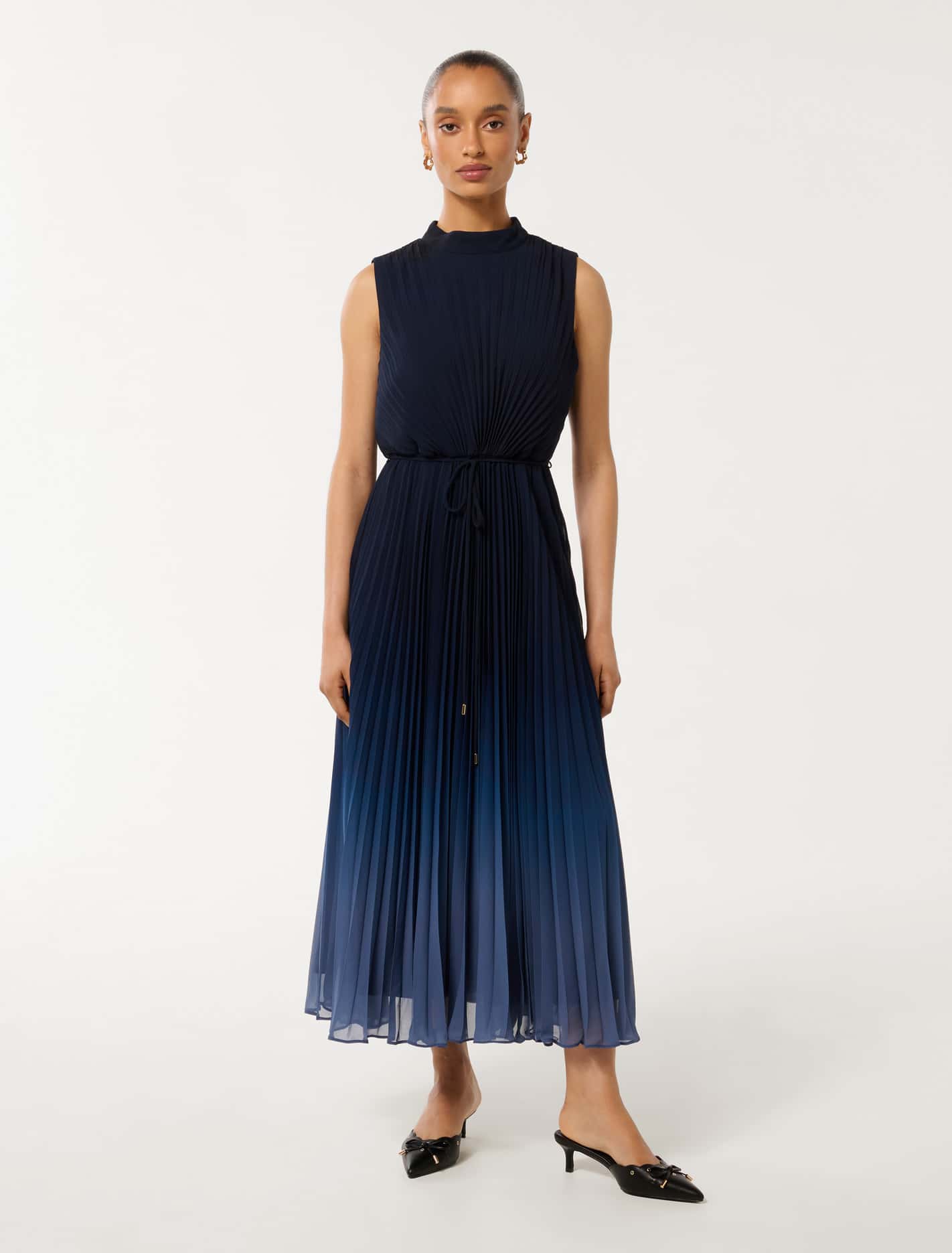 Phillipa Petite Pleated Midi Dress Sapphire Ombre