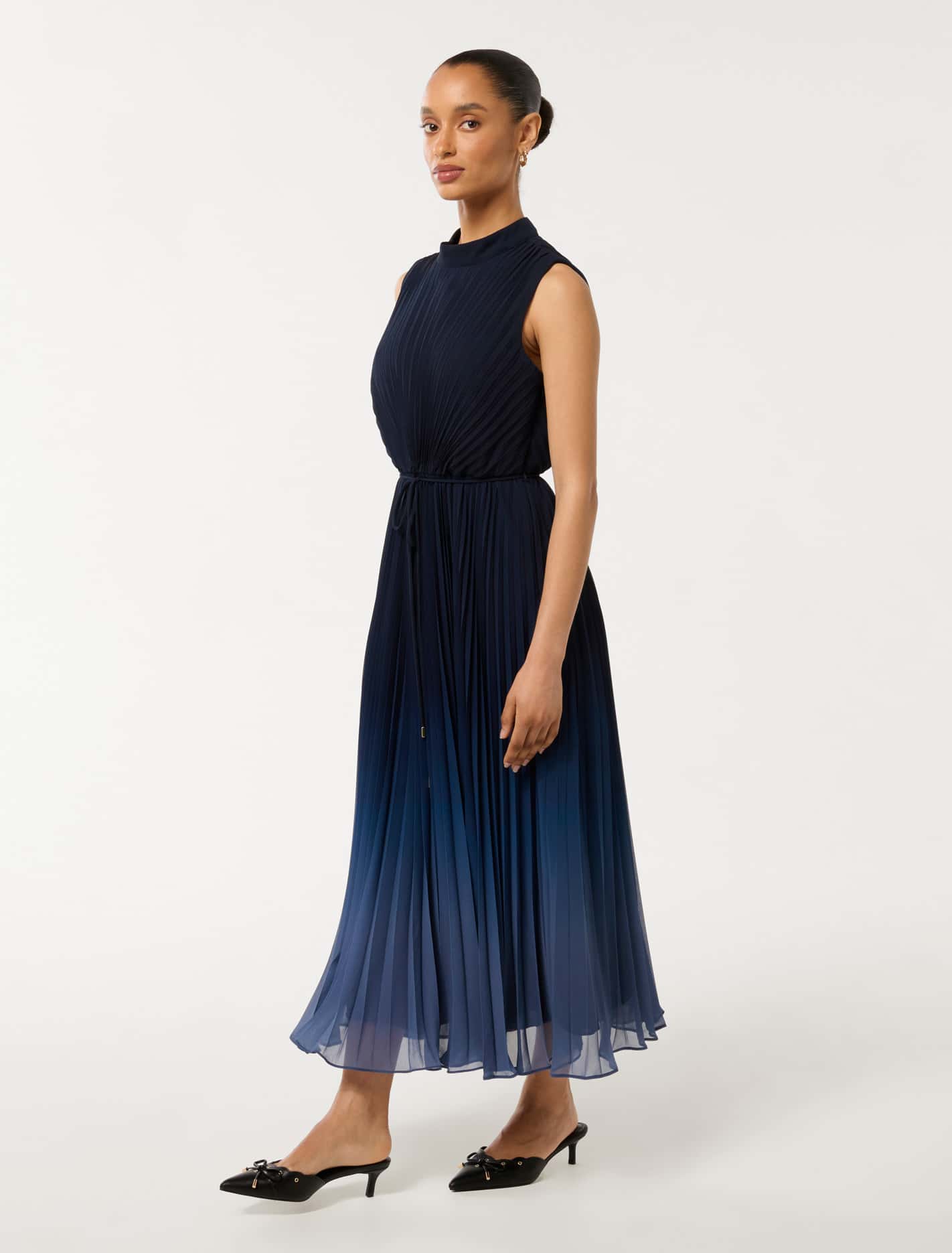 Phillipa Petite Pleated Midi Dress Sapphire Ombre