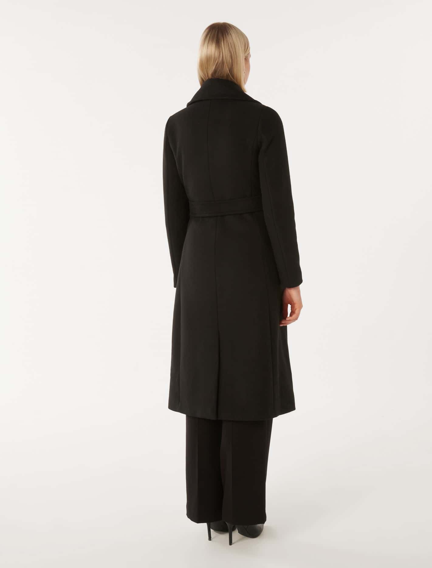 Amanda Belted Wrap Coat Black