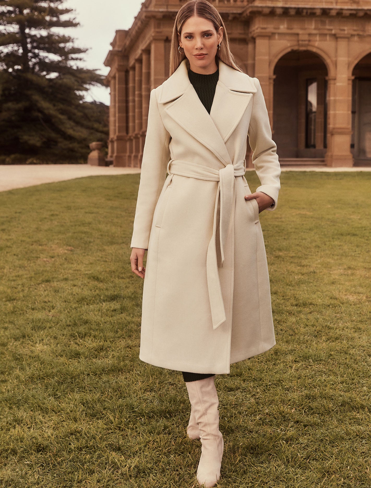 Amanda Belted Wrap Coat Mink