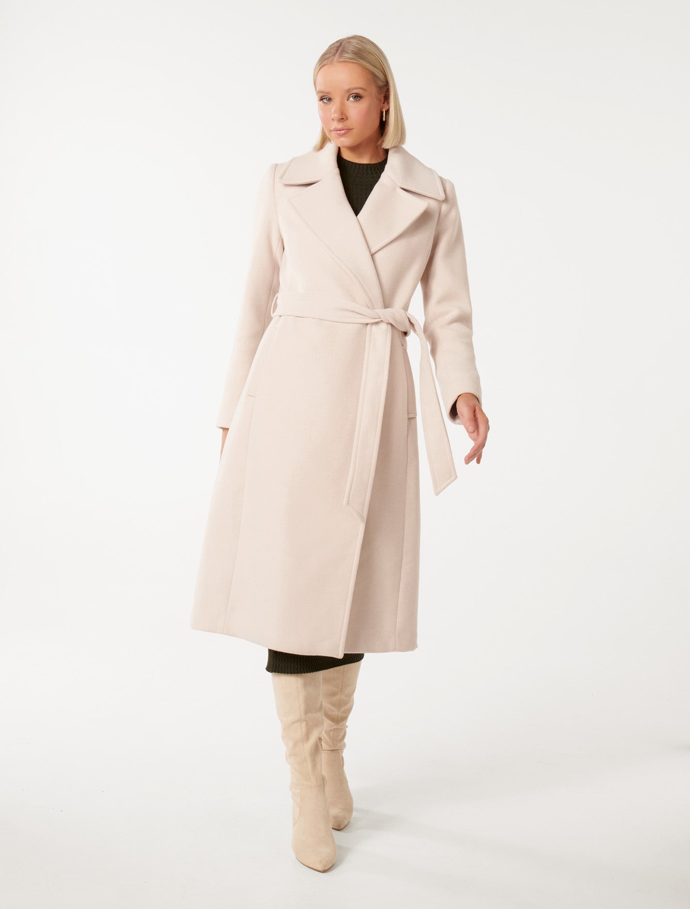 Amanda Belted Wrap Coat Mink