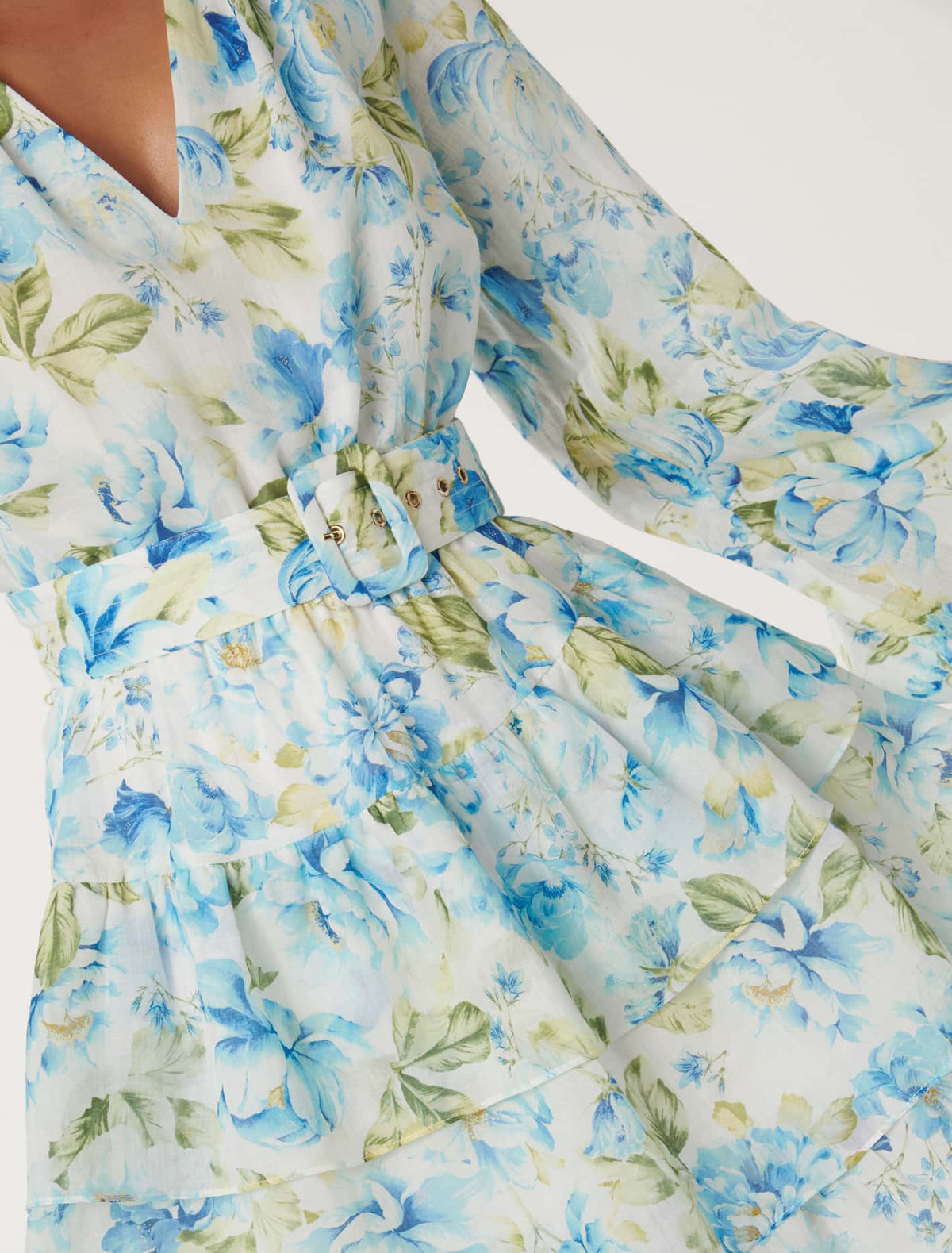 Caylee Petite Ruffle Mini Dress Aqua Colvin Floral