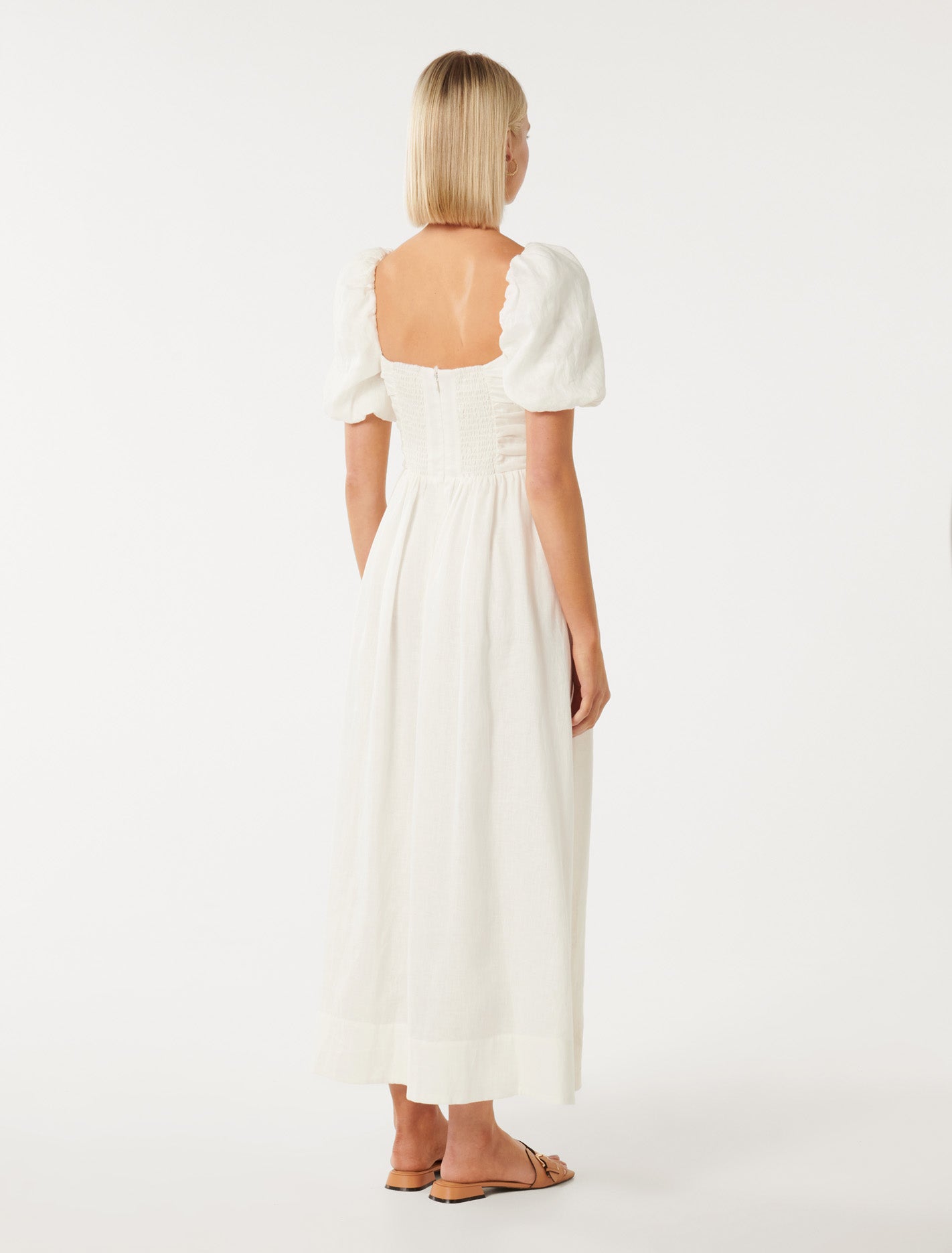 Destiny Ruched Bodice Midi Dress Porcelain