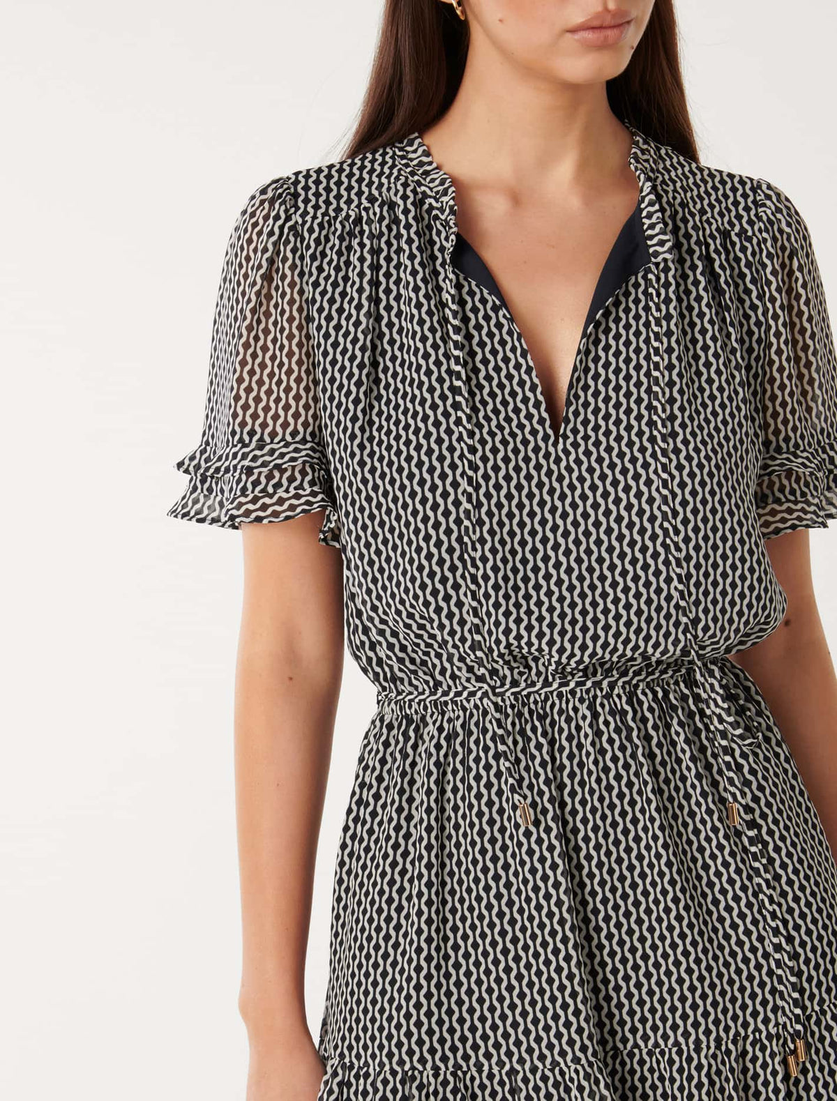 Elouise Ruffle Sleeve Mini Carter Geo