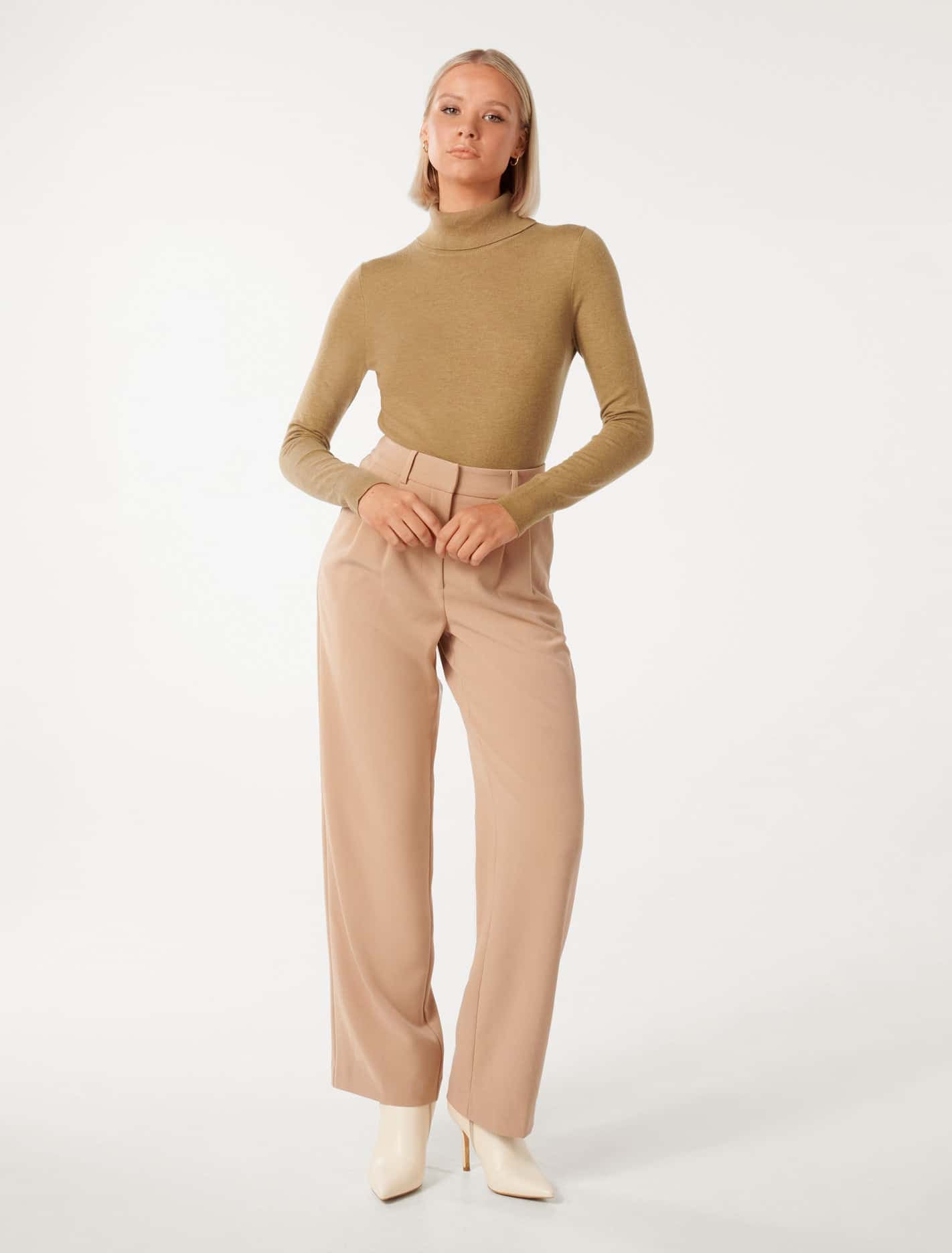 Sarah Layering Roll Neck Knit Top Camel