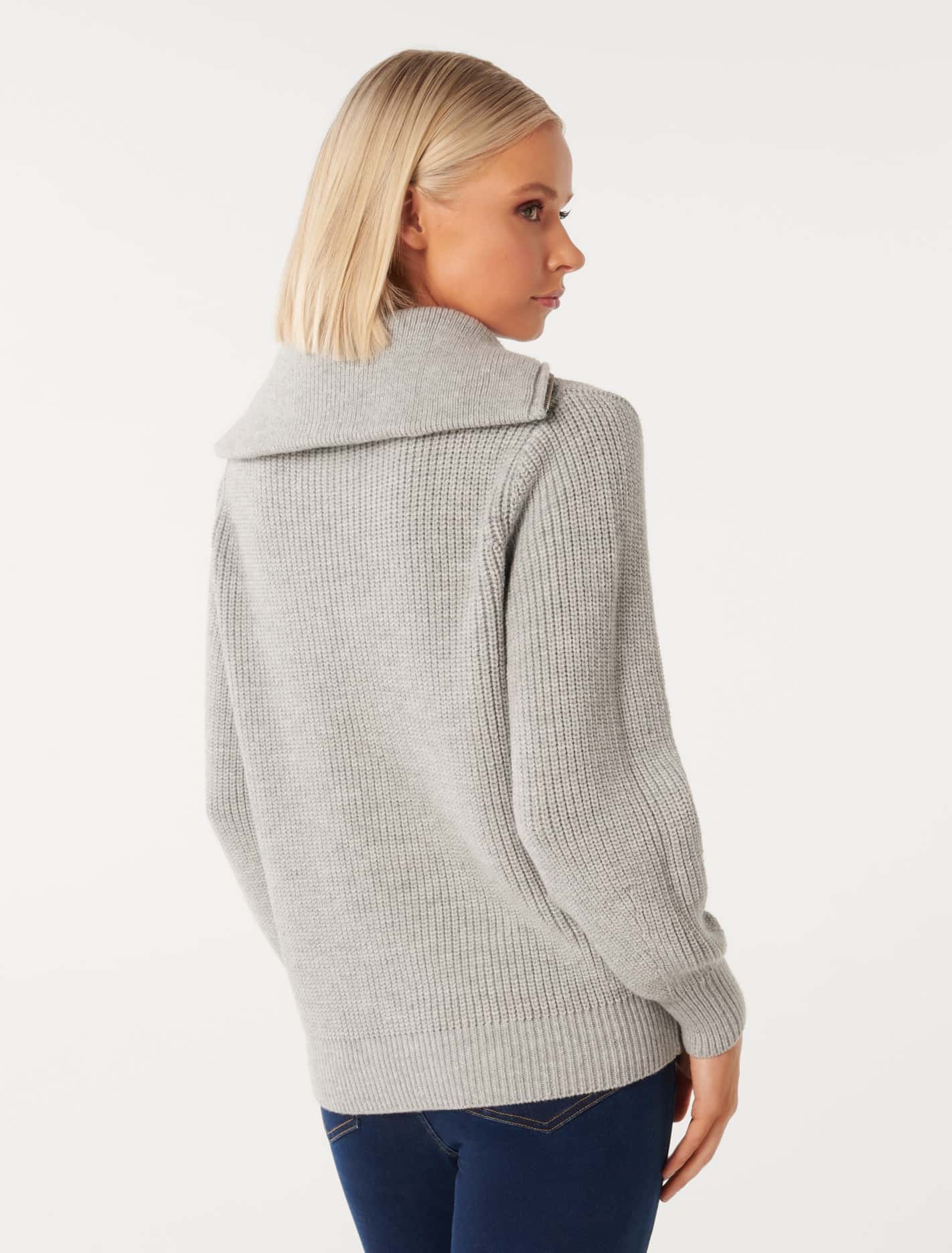 Danielle Quarter Zip Knit Jumper Grey