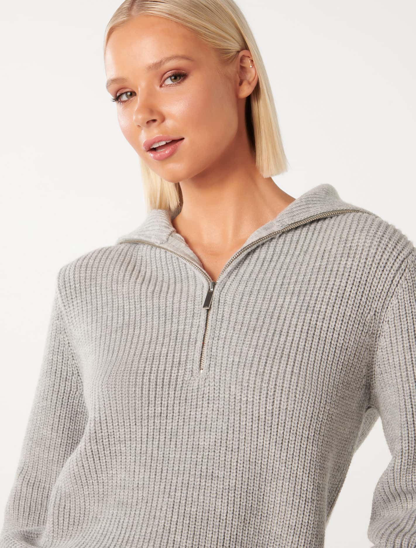 Danielle Quarter Zip Knit Jumper Grey