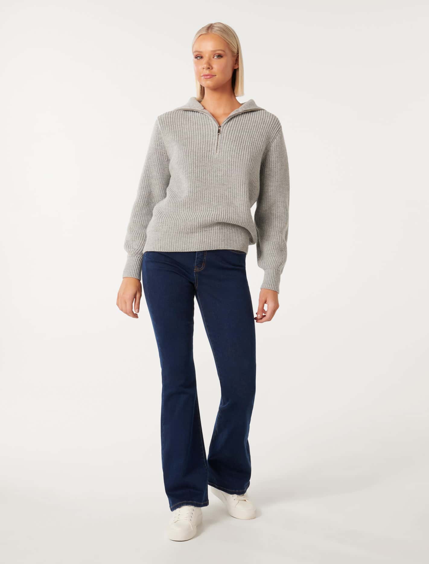 Danielle Quarter Zip Knit Jumper Grey