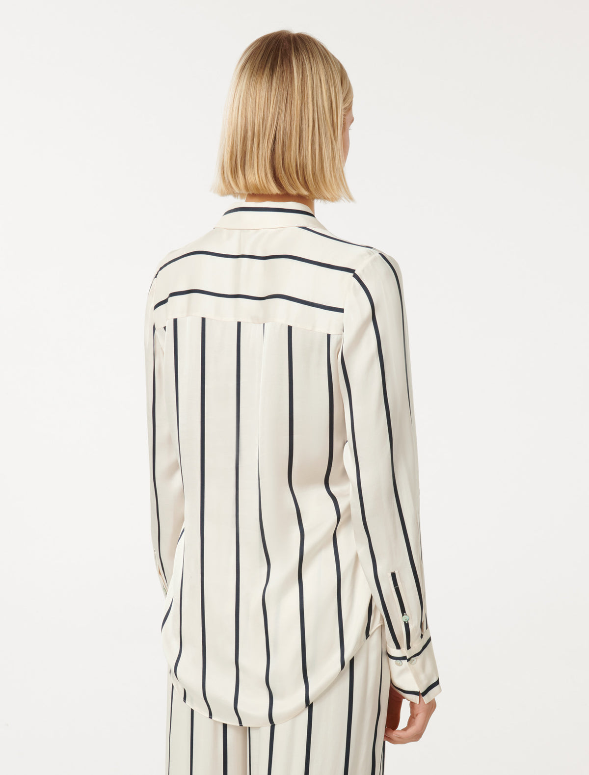 Harvey Notched Neck Satin Shirt Arbory Stripe