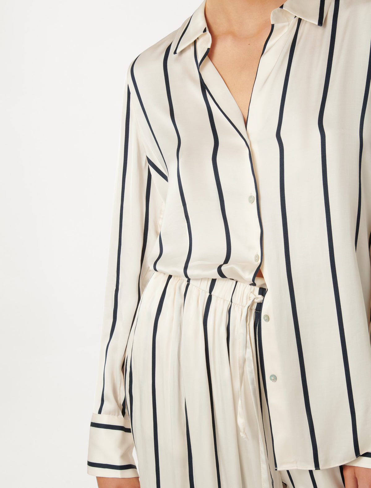 Harvey Notched Neck Satin Shirt Arbory Stripe