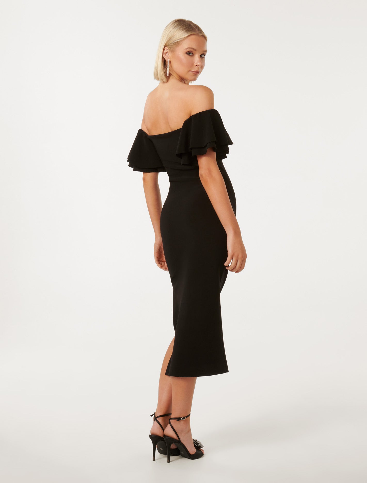 Kiki Frill Sleeve Bodycon Black
