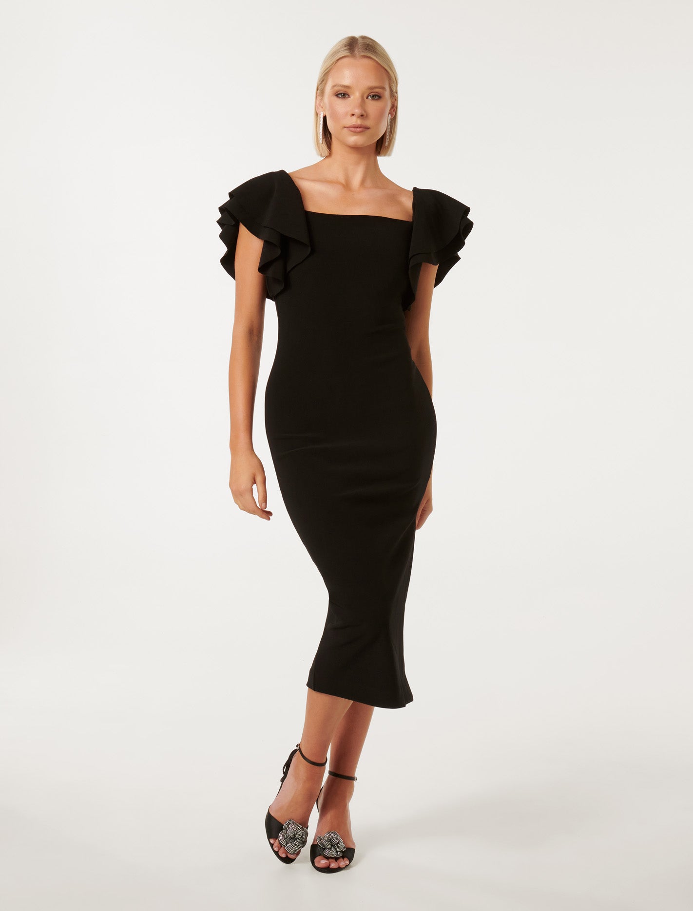 Kiki Frill Sleeve Bodycon Black