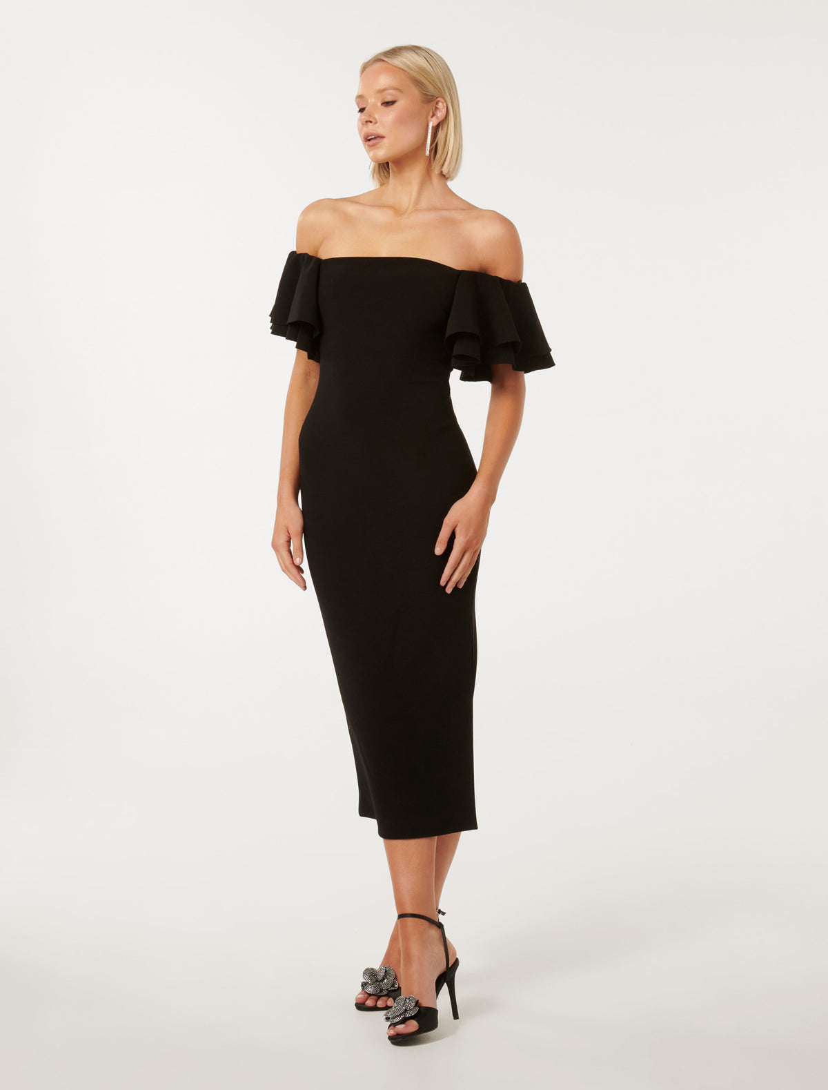 Kiki Frill Sleeve Bodycon Black