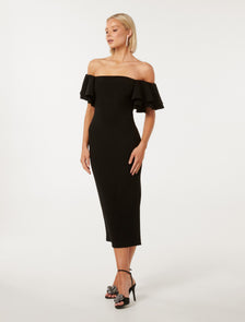 Kiki Frill Sleeve Bodycon Black
