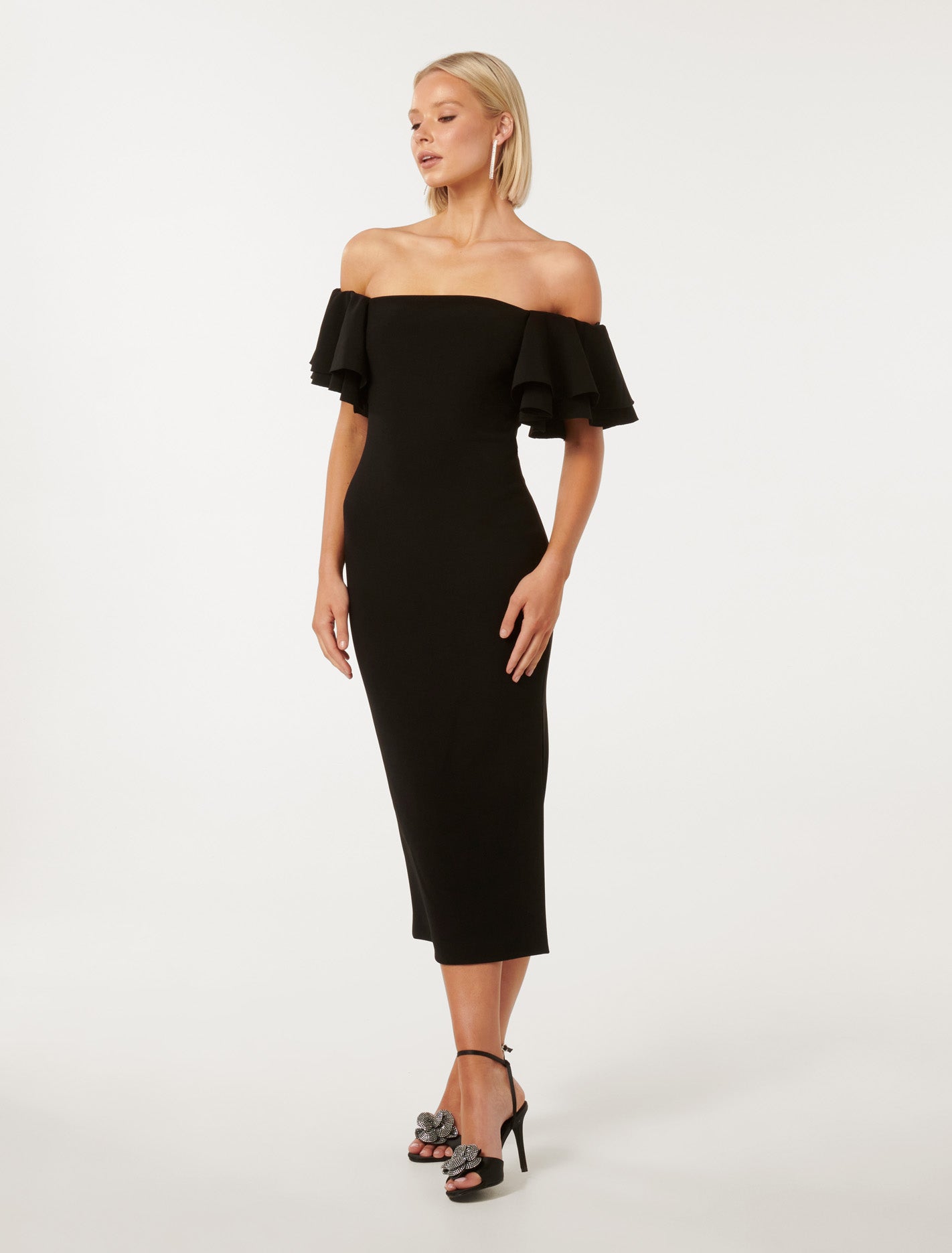 Kiki Frill Sleeve Bodycon Black
