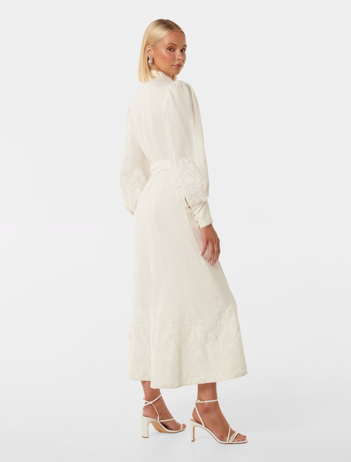 Allegra Lace Detail Midi Ivory