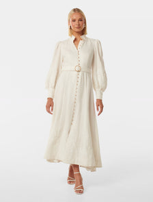 Allegra Lace Detail Midi Ivory