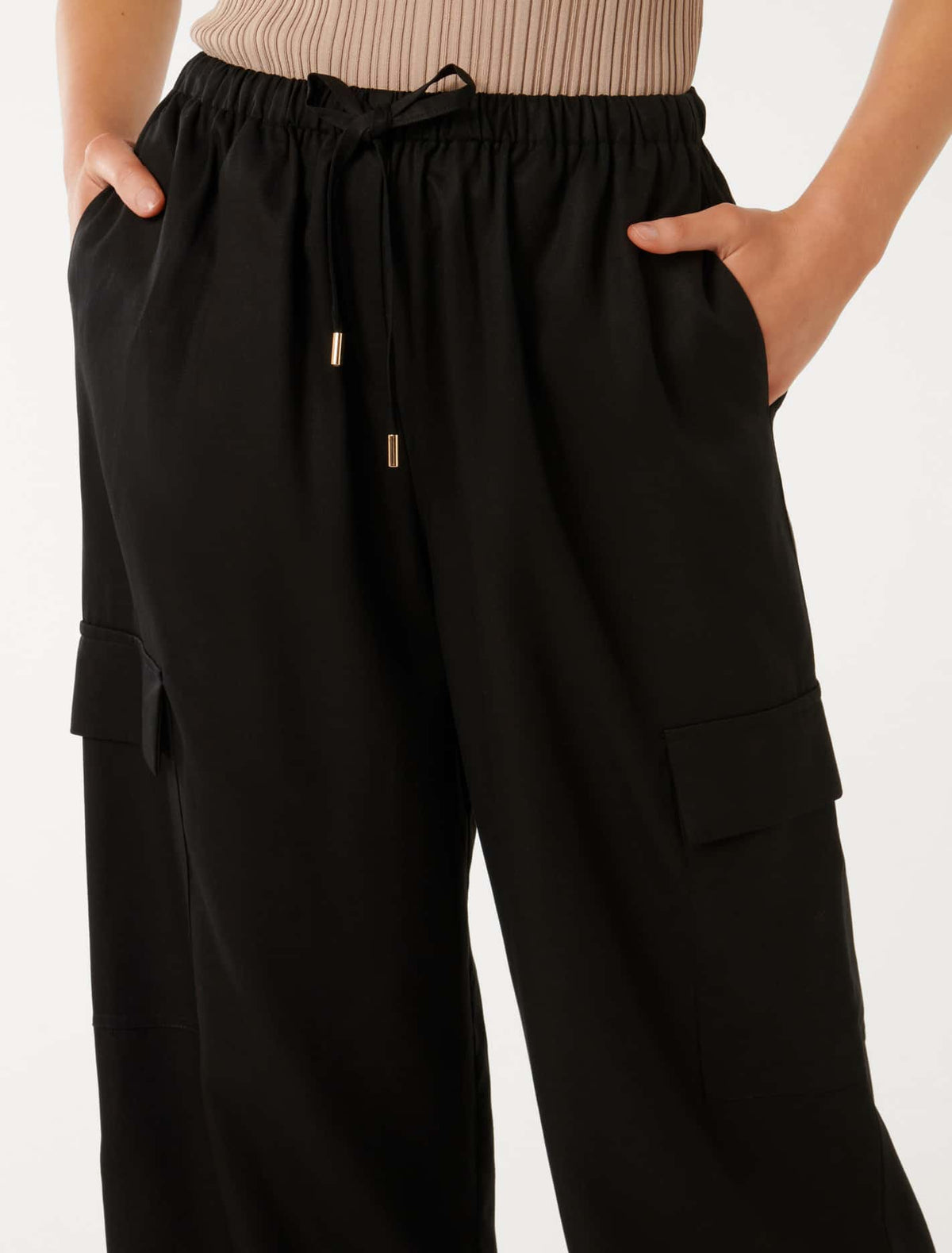 Elsie Elastic Waist Cargo Black