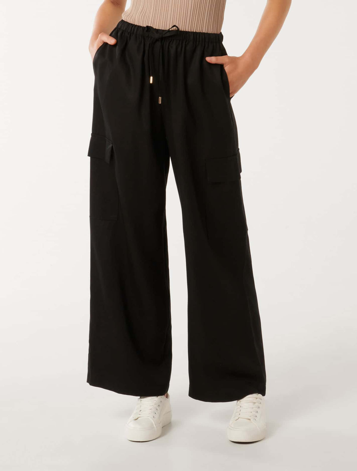 Elsie Elastic Waist Cargo Black
