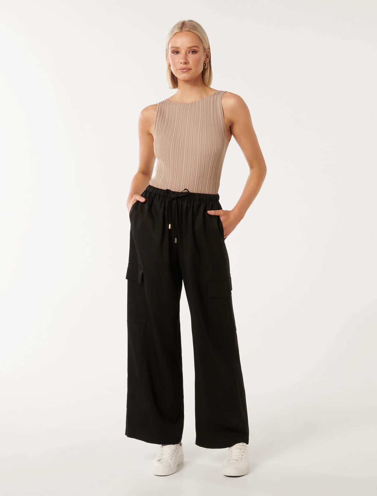 Elsie Elastic Waist Cargo Black
