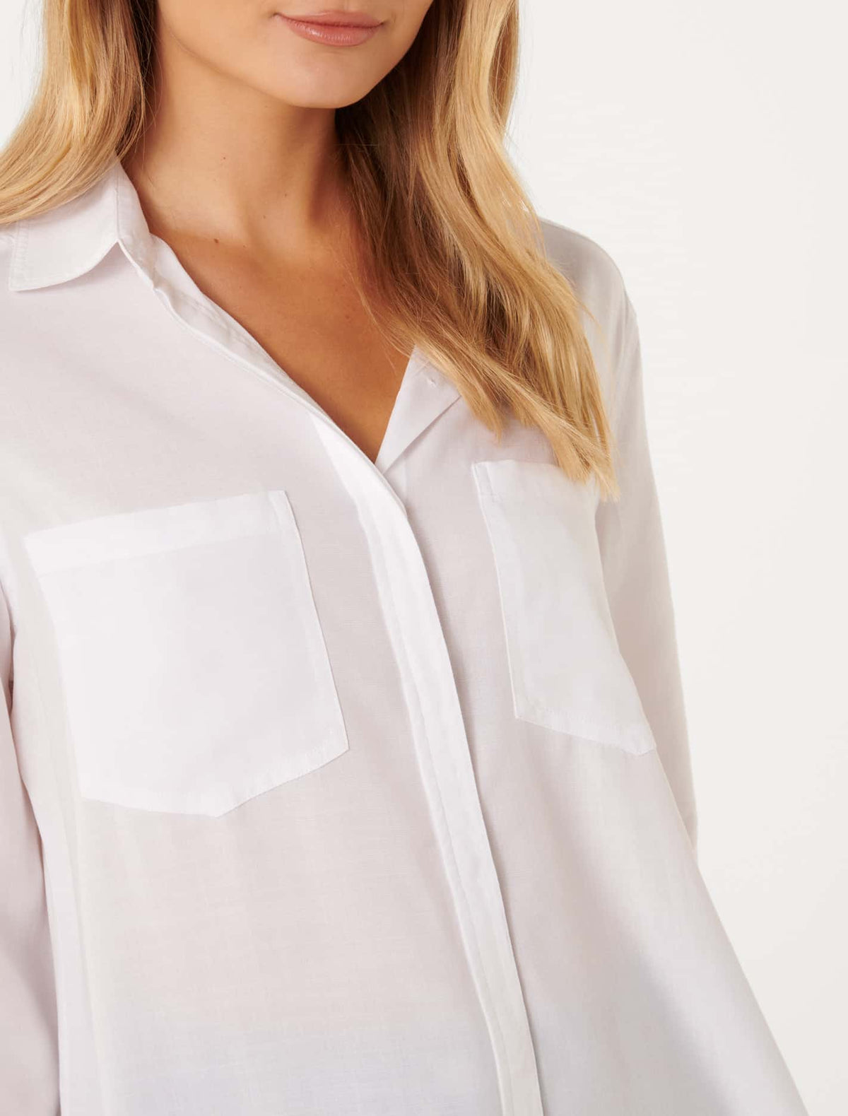Abigail Long Sleeve Denim Blouse White