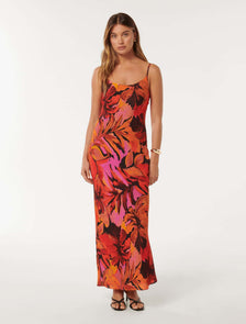 Valentina Strappy Slip Dress Rust Capella Tropical