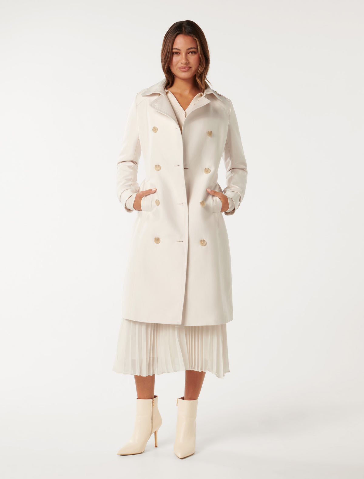 Bianca Long Trench Mac Warm Cream