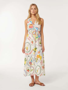 Paulina Collar Detail Belted Midi Amalfi Postcards
