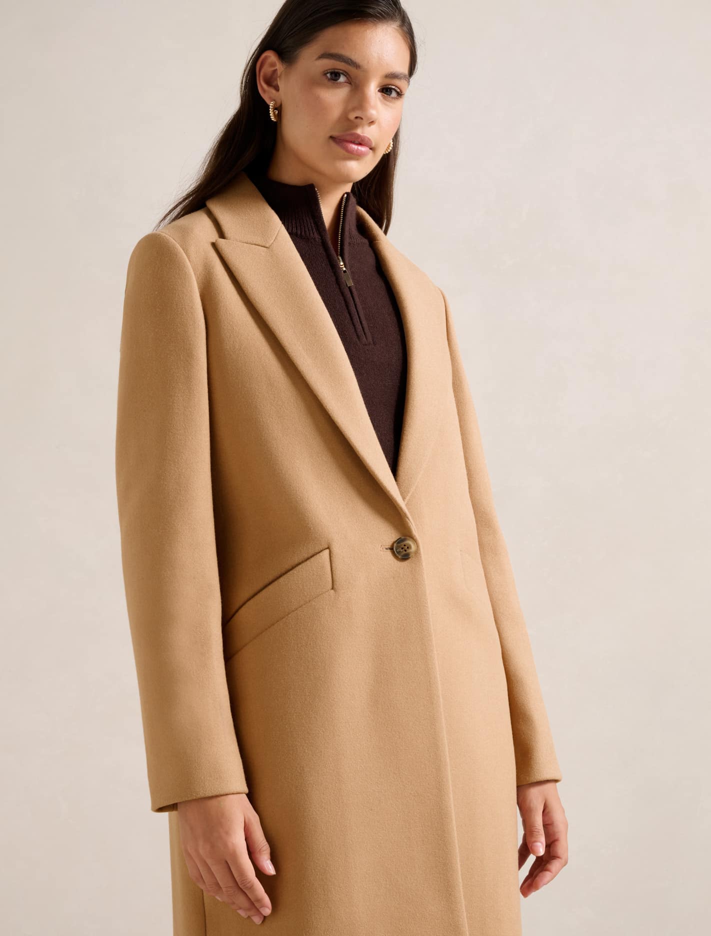 Bonnie Longline Coatigan Toasted Almond