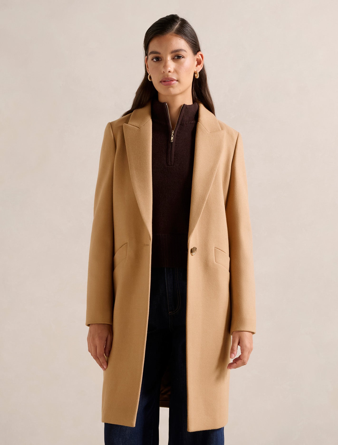 Bonnie Longline Coatigan Toasted Almond
