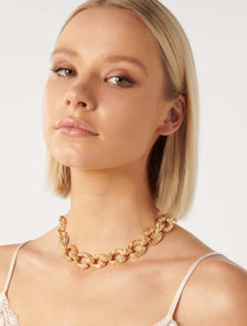 Signature Tabitha Textured Link Necklace Gold