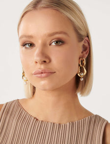 Signature Prue Chain Pearl Drop Earring Pearl & Gold
