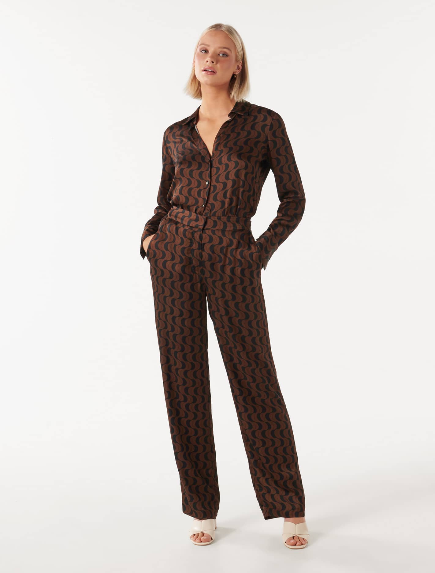 Sasha Satin Pant Dark Harper Geo