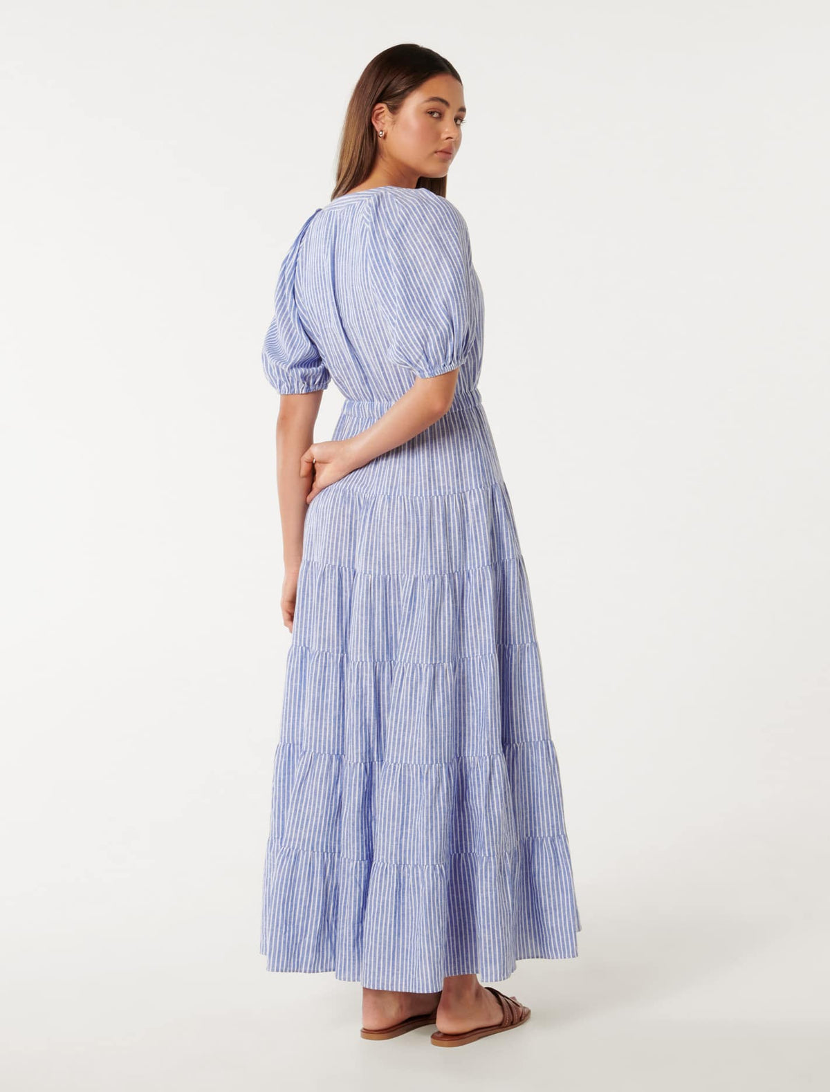 Gabbie Tiered Midi Blue Stripe