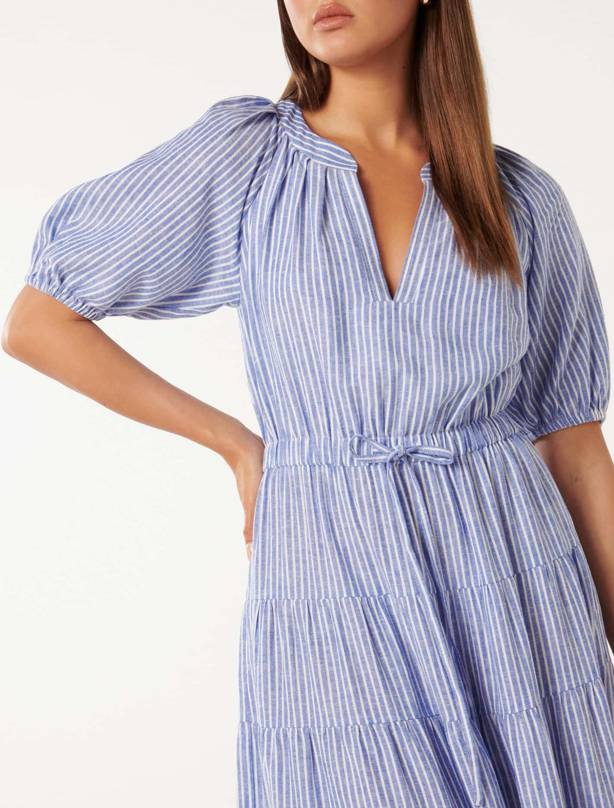 Gabbie Tiered Midi Blue Stripe