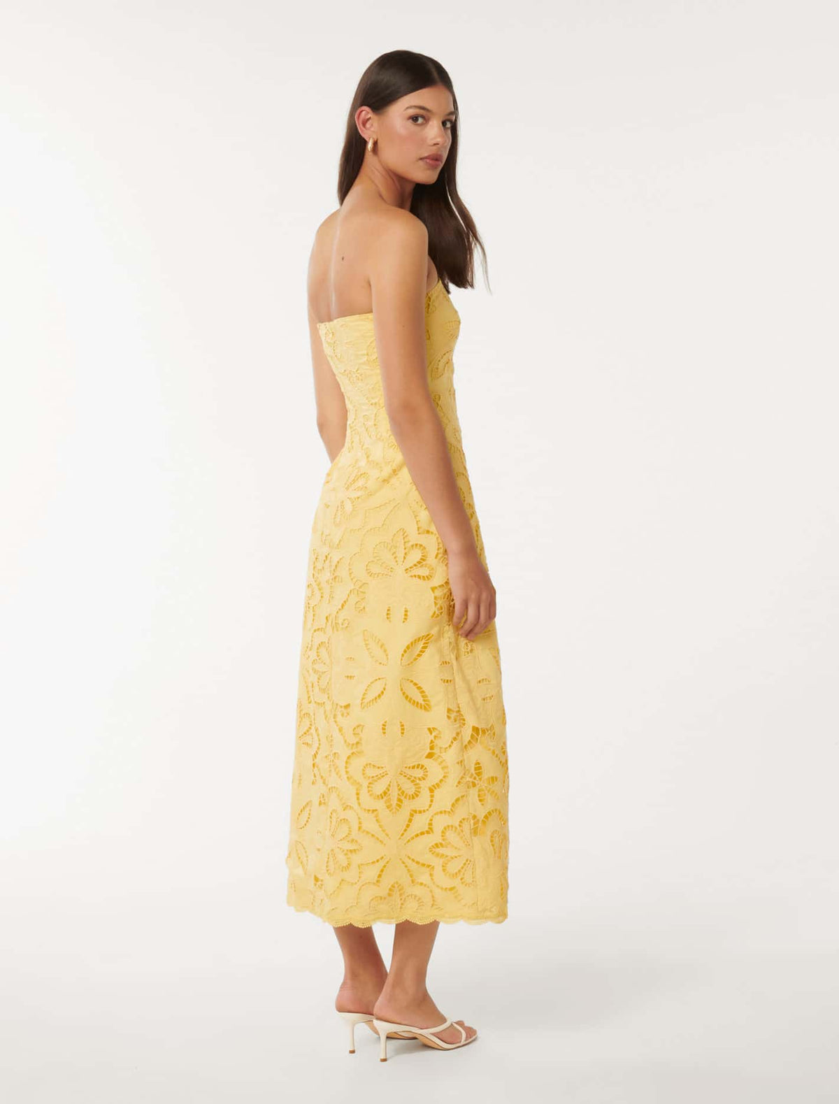 Daphne Broderie Strapless Midi Creme Anglaise