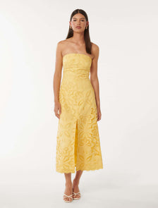 Daphne Broderie Strapless Midi Creme Anglaise